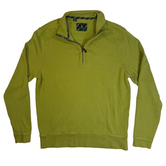 Robert Talbott Men’s M Green Pima Cotton ¼ Zip Pullover Sweater Peru - Picture 2 of 10
